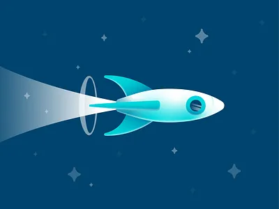 Rocket blues color gradient illustration illustrator rocket rocketship space spaceship stars vector