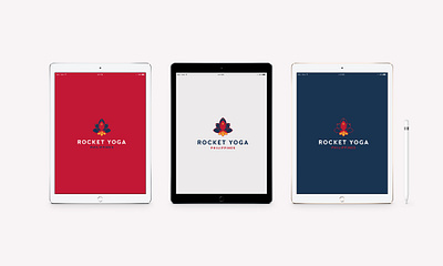 Rocket Yoga PH Logo on an iPad branding design flat icon illustrator logo vector yoga