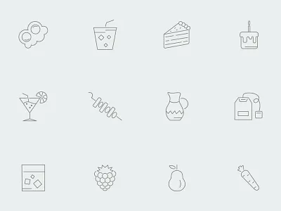 ⭐ Roicons - food icon set cake design drink egg essential icons flat icons food icon icon design icon pack raspberry roicons set tea whisky