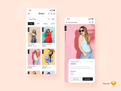 Seasons - A Fashion App app branding cards colors design ecommerce fashion app freebies icon ios logo minimal mobile app online shopping responsive shopping app sketch typography ui ux