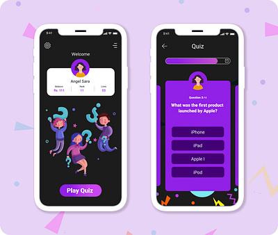 Quiz Game app app design flat game illustration minimal product design quiz ui ux vector