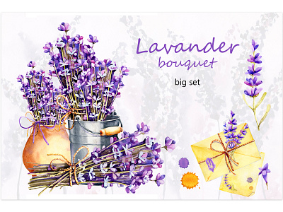 Lavender. Watercolor illustration. акварель дизайн иллюстрация конверт лаванда набор рисунок цветы