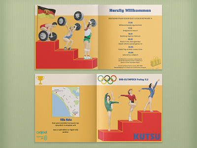 Bifold Invitation Card with DDR Olympics Theme adobe bifold ddr doping event event branding germany graphic design history humour olympics photoshop print propaganda retro sport vintage yellow
