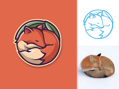 cute fox sleeping in the wild awesome awesome logo cool creative cute cutefox digital editable esport forsale fox fox logo logo logodesign logos logotype print shirt skech wild