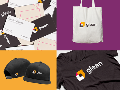 Glean Collateral bag branding business cards collateral hat merchandise startup swag t-shirt