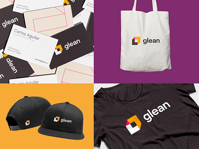 Glean Collateral bag branding business cards collateral hat merchandise startup swag t shirt