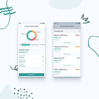 Invoice list admin app cards finance invoice management money ui webapp