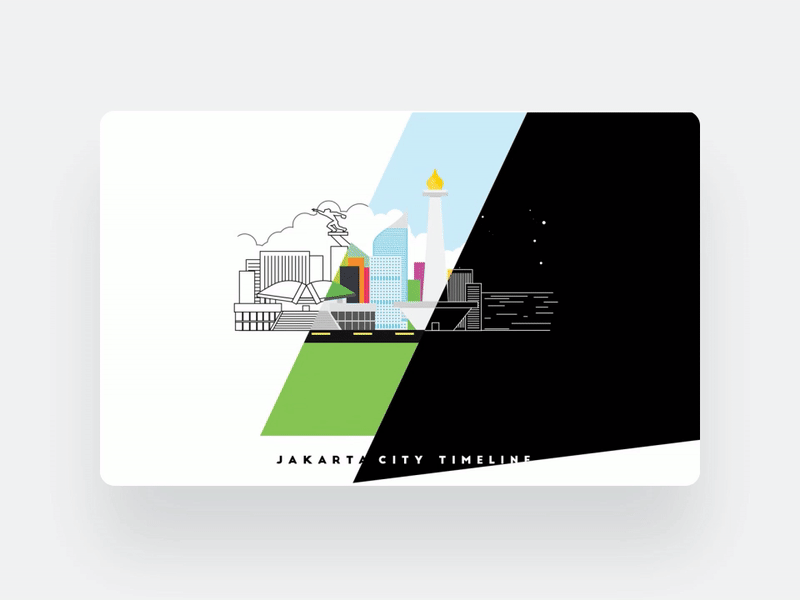 Jakarta City Timeline animation capital city clean color design flat illustration jakarta minimal motion motion design motion graphic skyline timeline vector