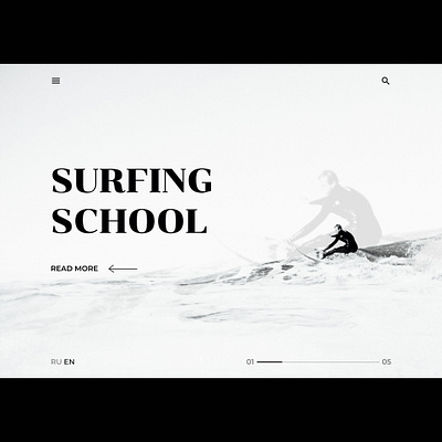 Fourth of 4 concepts about surfing school design landing landing page main page minimal surfing ui ux web website