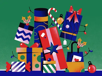 The Washington Post · Holiday Gift Guide candy character christmas editorial freelance geometry gift hire holiday season illustration pattern present textures vector winter xmas