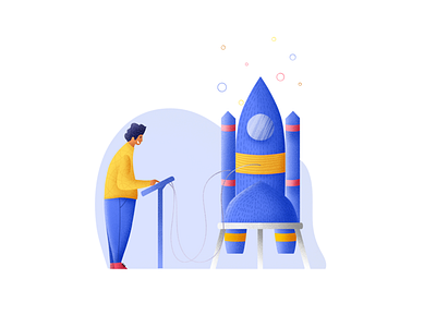 Rocket launching art coming soon design illustration illustrator launch man procreate rocket launching vector