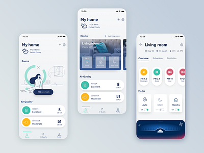 Air Purifier Smart Home App air purifier air quality blank slate blank state concept app design illustraion interior ios mobile app smart home smarthome