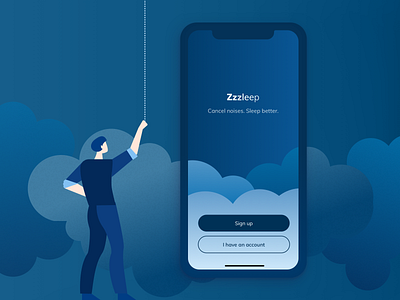 Sleep app app design buttons colour of the year gradient illustration login pantone sign up signup sketch ui vector