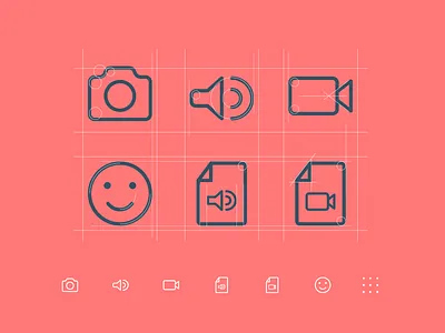 Attachment icons for app app audio branding emoticon file grid icon icon set image line list mobile photo simple ui vector video