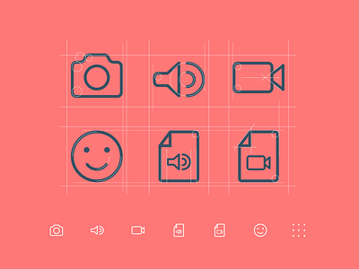 Attachment icons for app app audio branding emoticon file grid icon icon set image line list mobile photo simple ui vector video