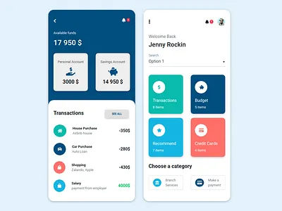 Bank App inspired by Material Design (Pantone Color of the Year) classic blue color of the year design material design material design for bootstrap mdb mdbootstrap mobile app mobile app design mobile design mobile ui pantone web design