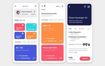 Event App inspired by Material Design design material design material design for bootstrap mdb mdbootstrap mobile app mobile app design mobile design mobile ui web design