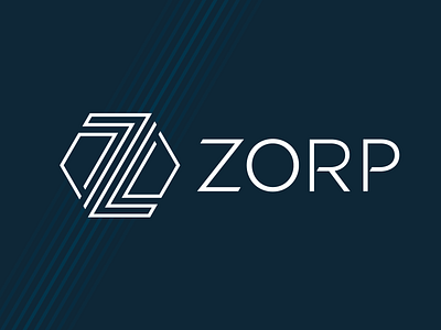 ZORP logo blue branding design geometry hexagon lines logo