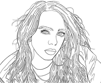 Outline portrait process of Billie Eilish billie eilish characterdesign digital design digitalart fanart graphic design illustration illustration art outline outlineart outlines portrait portrait art procreate wip