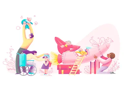 what works 2d baby blog illustration blog post books building children children book illustration childrens book childrens illustration creative family flower fun helmet kids mother rocket wheelchair