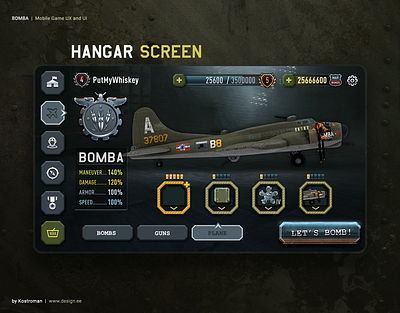 Bomba the Flying Fortress - mobile game UX and UI android app game hud interface ios ui user experience user interface ux