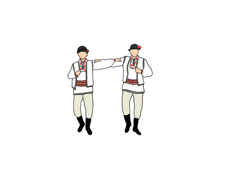 Horă de mână dance handdrawn illustration romania