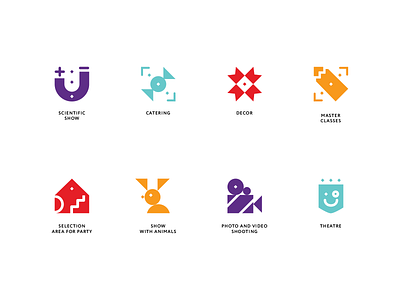 Icons set for identity children's event agency MiMiDomik children cyrillic design icons icons design icons set logotype дизайн дизайн логотипа кириллица