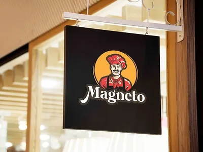 Logo design - Magneto brand identity brand logo brand stationery brand style guide branding branding design corporate stationery creative design fastfood icon fastfood logo food logo logo design concept logo designer restaurant restaurant branding restaurant logo restaurant man vector restaurant mascot
