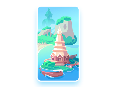 Thailand pathfinder card boat buddha card elephant illustration island ocean temple thailand vector