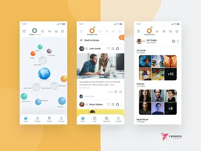Omni Presenti App dashboard design flatdesign mobile app mobile ui ui design uidesign yellow app