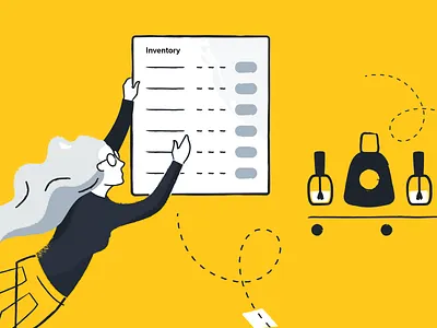 Inventory Illustration illustration inventory list people shipping truck yellow