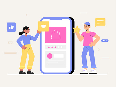 Internet shopping for landing page app character design design flat flat vector illustration landing page shopping shopping app vector web website