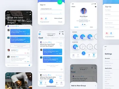 Rejoi App Forum app blue button clean forum gradient interface ios minimal mobile purple question ui ux white
