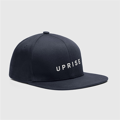 Uprise Logo on a Snapback branding cap design logo minimalism minimalist minimalist design minimalist logo promotional promotional design stationery typography vector