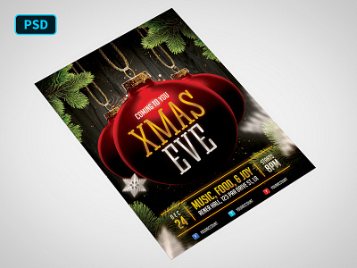 Christmas Event Flyer Template christmas card christmas decoration christmas flyer christmas party christmas tree creative market flyer flyer template photoshop poster poster template template