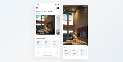 Smart Home mobile app app application clean concept design flat home house interior ios lamp light minimal minimalist smart home ui ux