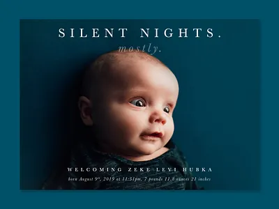 Silent Nights. Mostly. birth announcement christmas christmas card design print typography