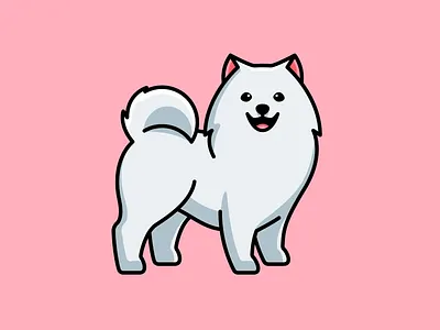 Samoyed Dog adorable animal character cute dog doggy furry happy illustration mascot samoyed smile sticker white