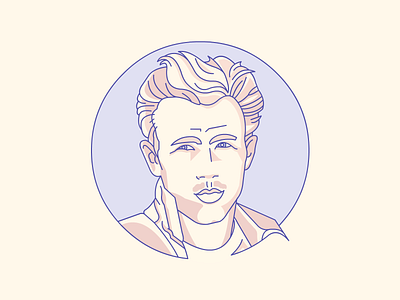 James Dean badge demet kural hollywood icon illustration james dean legend lineart movie star portrait stroke vector
