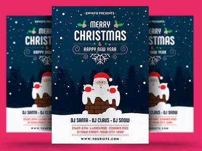 Merry Christmas & Happy New Year Flyer bash celebration christmas christmas flyer christmas party club elegant event flyer gold holiday invitation merry christmas new year new years eve nightclub nye party party flyer poster