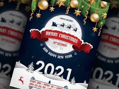 Merry Christmas & Happy New Year Flyer bash celebration christmas christmas flyer christmas party club elegant event flyer gold holiday invitation merry christmas new year new years eve nightclub nye party party flyer poster