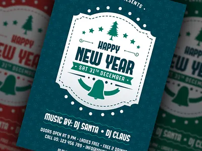 Happy New Year Flyer bash celebration christmas christmas flyer christmas party club elegant event flyer gold holiday invitation merry christmas new year new years eve nightclub nye party party flyer poster