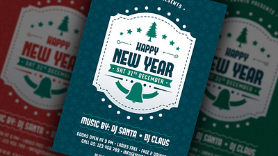 Happy New Year Flyer bash celebration christmas christmas flyer christmas party club elegant event flyer gold holiday invitation merry christmas new year new years eve nightclub nye party party flyer poster