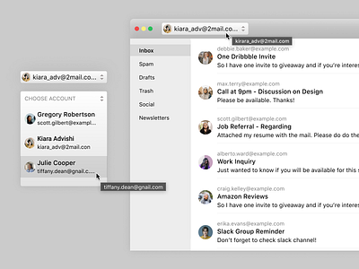 Mac - Account Switcher account application dropdown mac product design profile settings switcher ui ux