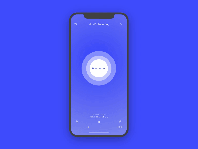 Meditation player interaction app breath calm meditation mindful mobile ui ux