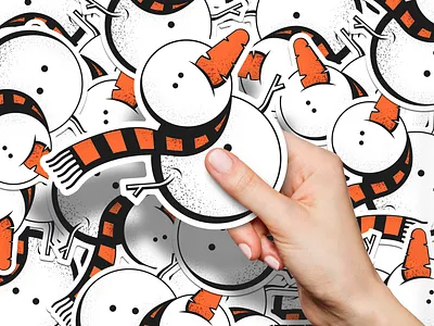 Snowman brushes carrot christmas illustration shading snowman sticker stipple vector winter