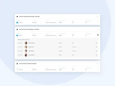 Jobs cards B / Work In Progress