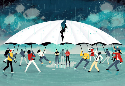 Spectrum News / Autism Wars autism editorial editorial illustration fighting illustration rain storm stormy