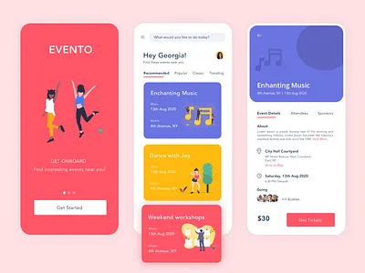 Evento - An Event Booking Application app design illustration ui ux