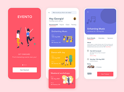 Evento - An Event Booking Application app design illustration ui ux